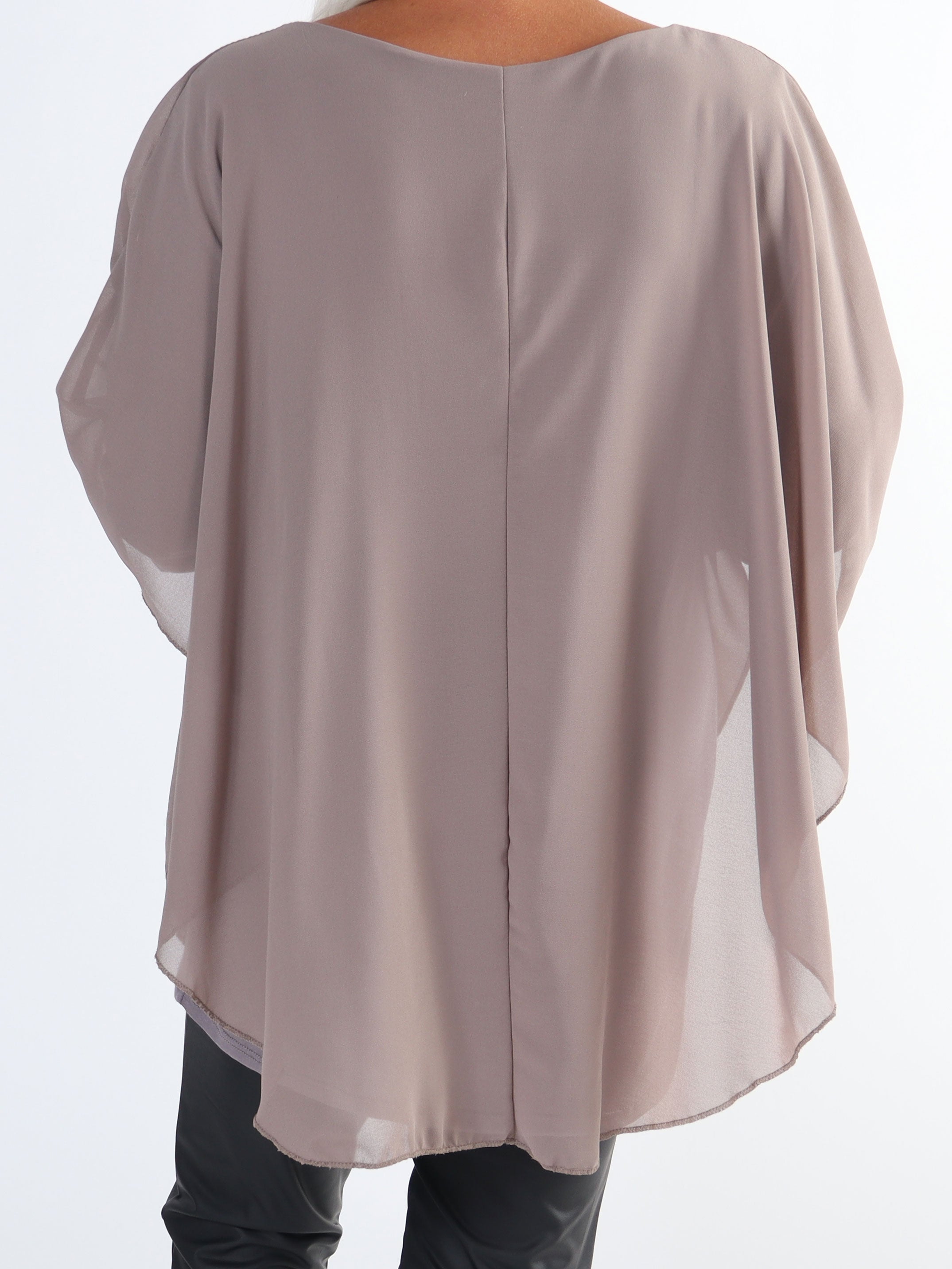 Kenya Shirt - Plus size tunika med chiffonlag